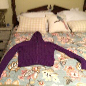 knit purple sweater with zipper by Ralph Lauren. Size XL